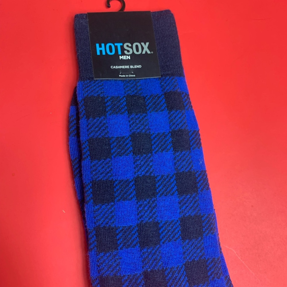 Hot Sox Blue Buffalo Plaid Crew Socks